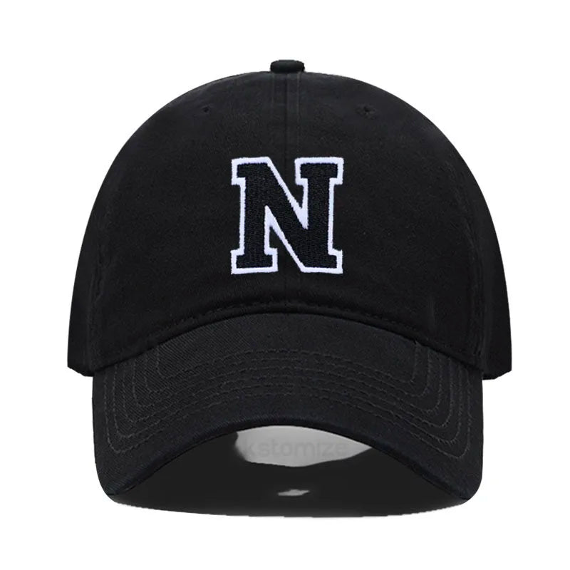 Initial Letter A-Z Embroider Baseball Cap Men Womne Soft Cotton Team Sport Visors Snapback Caps