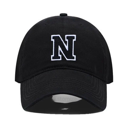 Initial Letter A-Z Embroider Baseball Cap Men Womne Soft Cotton Team Sport Visors Snapback Caps