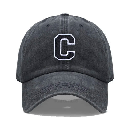 Initial Letter A-Z Embroider Baseball Cap Men Womne Washed Cotton Dad Hat Team Sport Visors Snapback