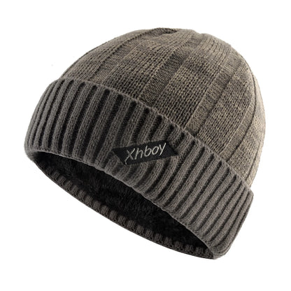 KKISSBAOBEI Winter Warm Beanie Men Knitted Mixed Color Hat Double Layer Thick Hats Men's Outdoor Ski Hats