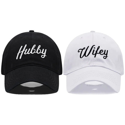 Embroidered Wifey Hubby Hat Soft Cotton Adjustable Couple Baseball Cap Men Women Wholesale
