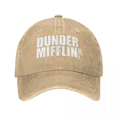 Classic Dunder Mifflin Logo Baseball Caps Men Women Distressed Denim Washed Sun Cap Office Travel