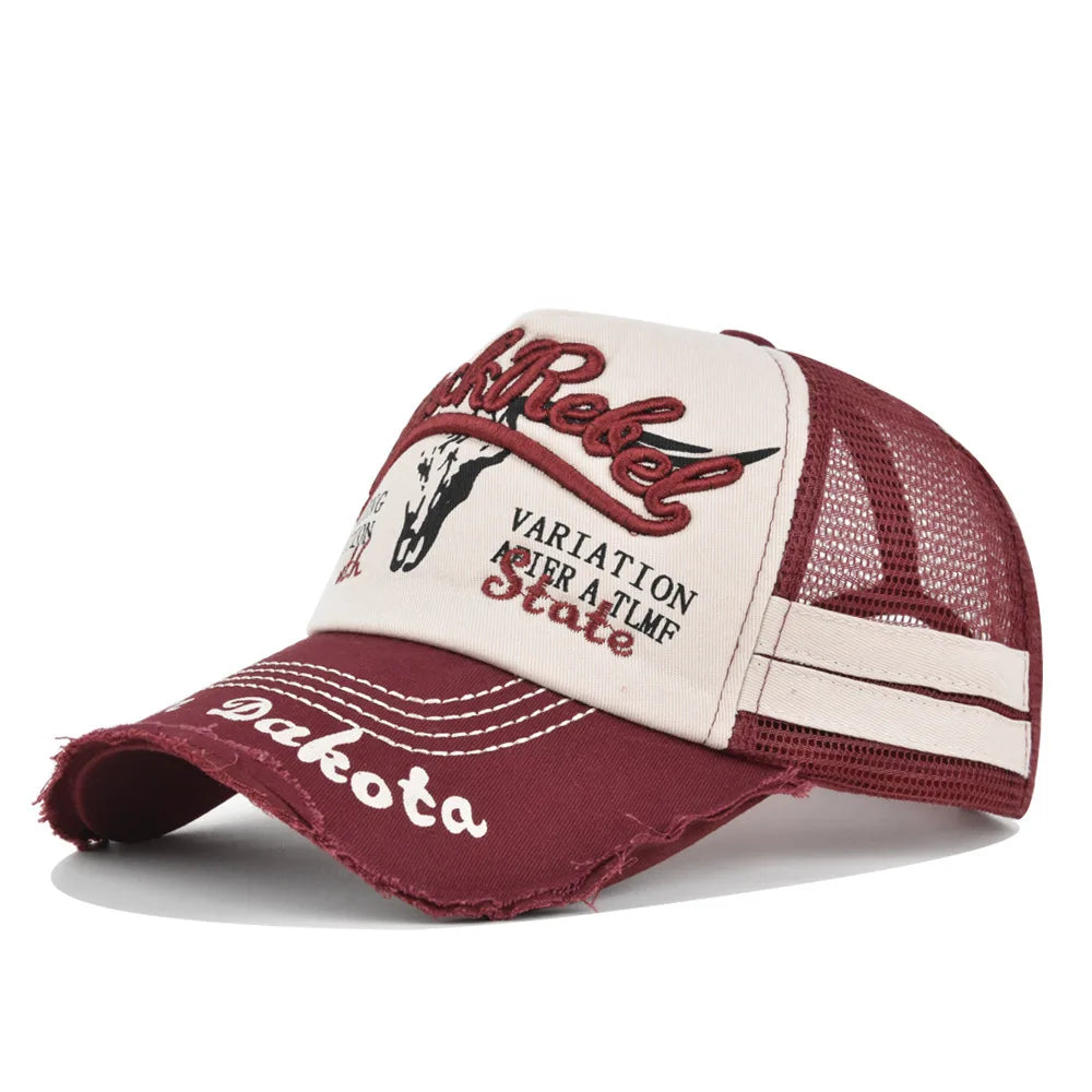Kpop Fashion Streetwear Mesh Baseball Cap for Men Women High Quality Letter Embroidery Adjustable Washed Cotton Hip Hop Snap Hat