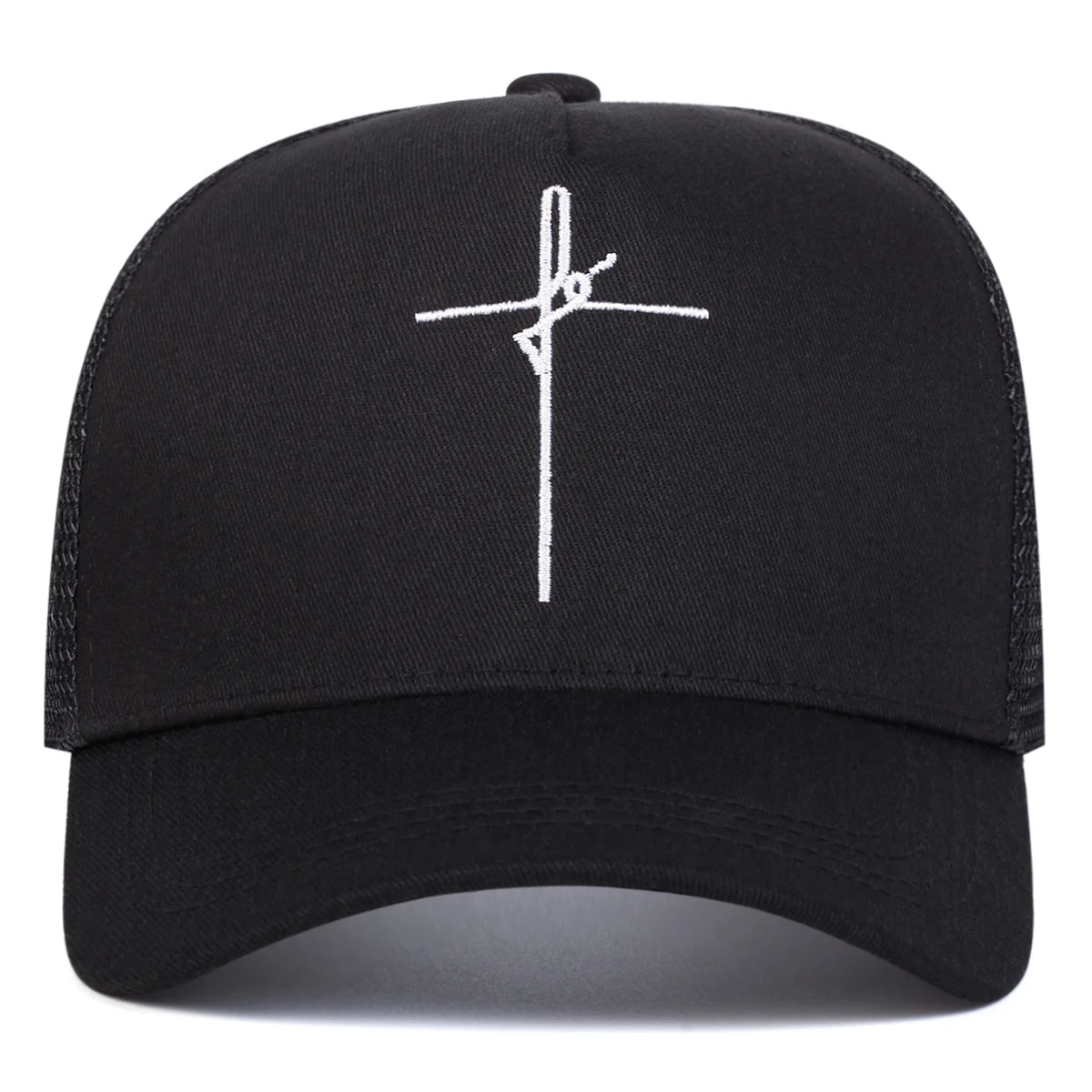 Unisex Cross Embroidery Baseball Net Caps Spring Summer Outdoor Adjustable Casual Hats Sunscreen Hat