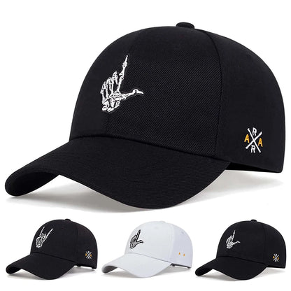 Unisex Skeleton Fingers Embroidery Baseball Caps Spring Autumn Outdoor Adjustable Casual Hats