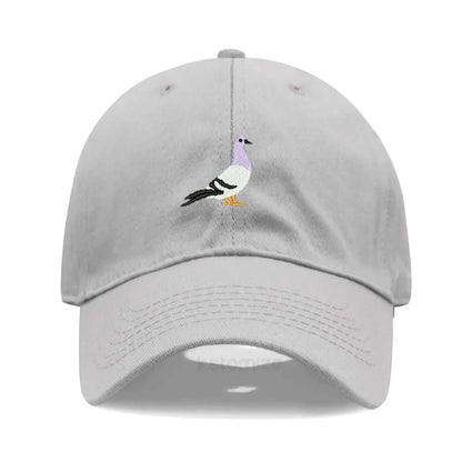 Pigeon Embroidery Baseball Cap Women Men Adjustable Soft Washed Cotton Dad Hat Unisex Classic Golf