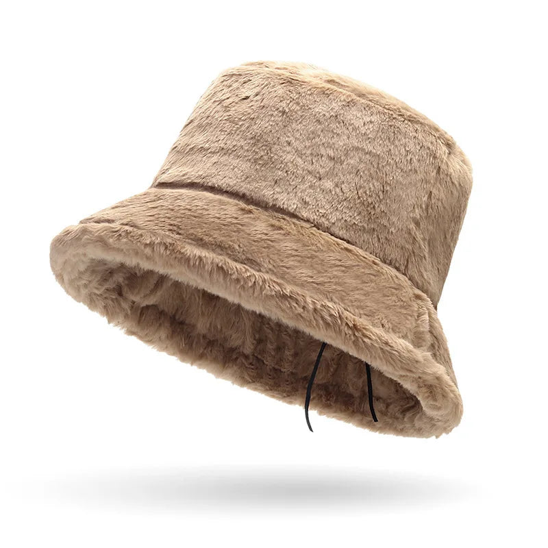 Cozy Faux Fur Bucket Hats - Soft, Warm, and Stylish Fisherman Caps with Adjustable Chin Strap, Perfect for Autumn & Winter Outdo