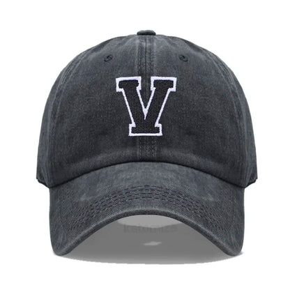 Initial Letter A-Z Embroider Baseball Cap Men Womne Washed Cotton Dad Hat Team Sport Visors Snapback