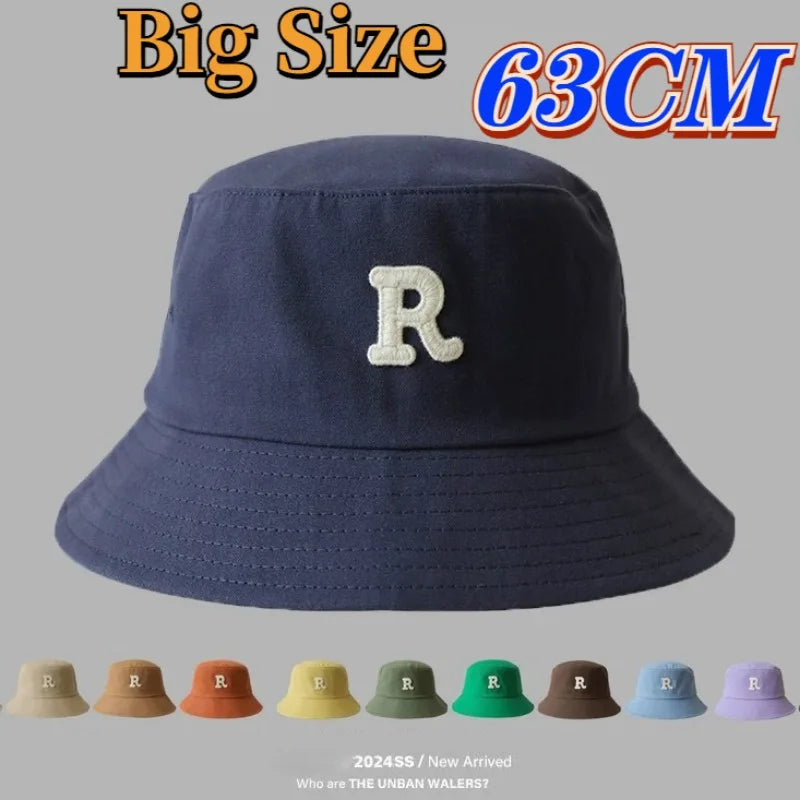 Men Big Head Bucket Hats for Women Large Size Bob Four Seasons Cotton Fisherman Hat Letter Outdoors  Sun Hat  XL Wholesale
