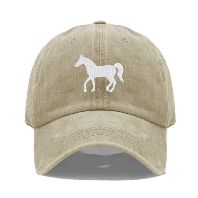 Horse Embroidered Baseball Cap Women Men Adjustable Washed Cotton Dad Hat Unisex Classic Golf Caps