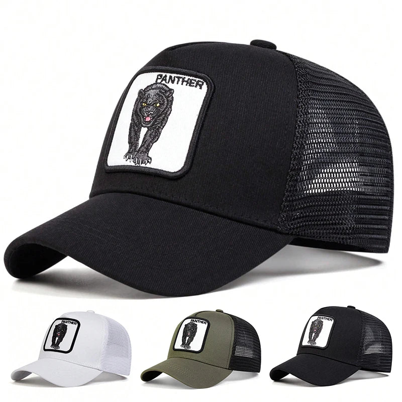 Unisex Leopard Embroidery Baseball Net Caps Spring Summer Outdoor Adjustable Casual Hats Sunscreen