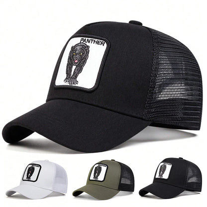 Unisex Leopard Embroidery Baseball Net Caps Spring Summer Outdoor Adjustable Casual Hats Sunscreen