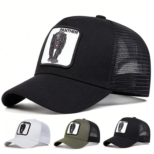 Unisex Leopard Embroidery Baseball Net Caps Spring Summer Outdoor Adjustable Casual Hats Sunscreen