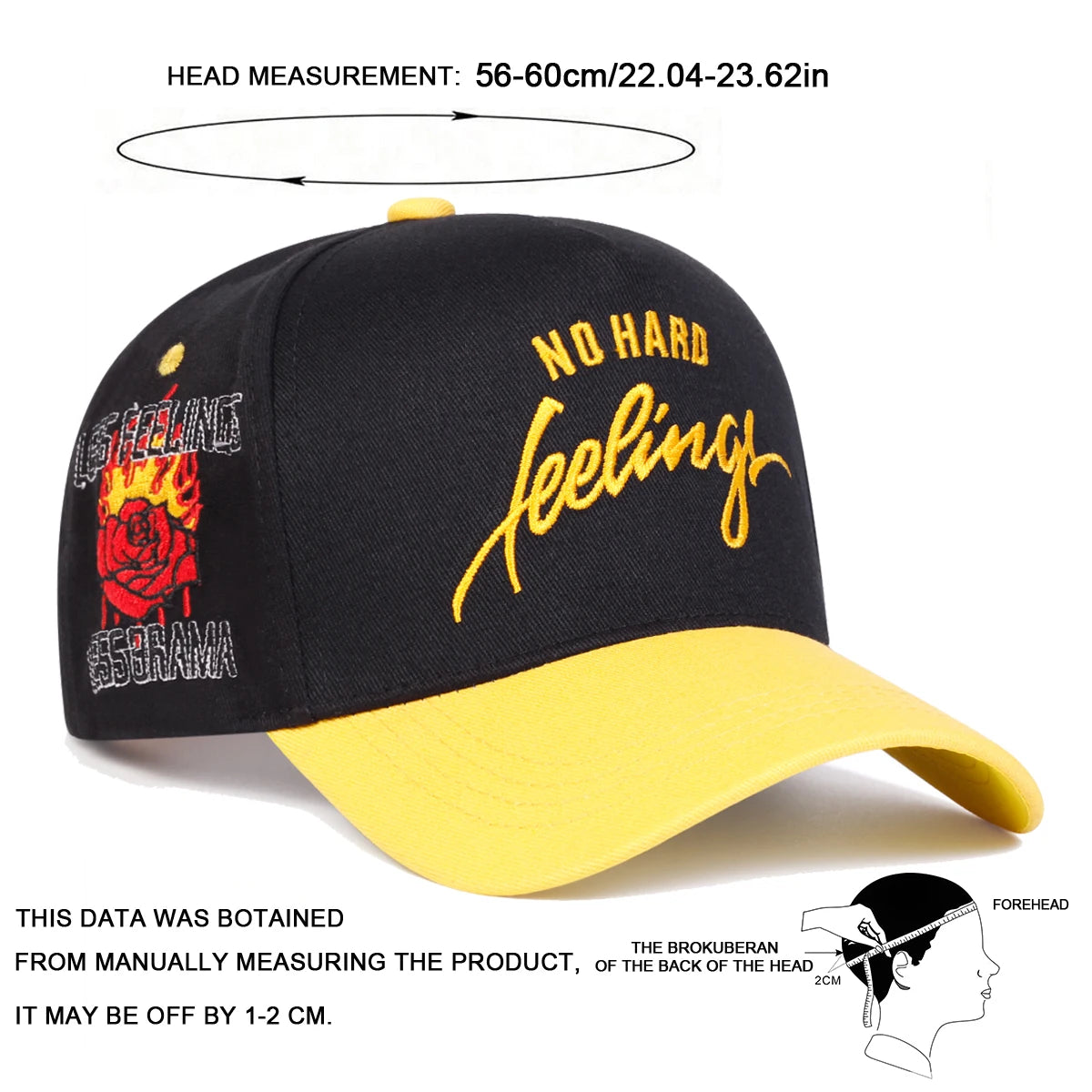 Unisex No Hard Embroidery Side Rose Baseball Caps Spring Autumn Outdoor Adjustable Casual Hats