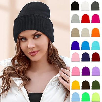 24 Colors Unisex Beanie Hat Men Women Winter Knit Caps Soft Ski Hats - Soft