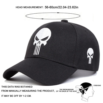 Unisex Skull Head Embroidery Baseball Caps Spring Autumn Outdoor Adjustable Casual Hats Sunscreen