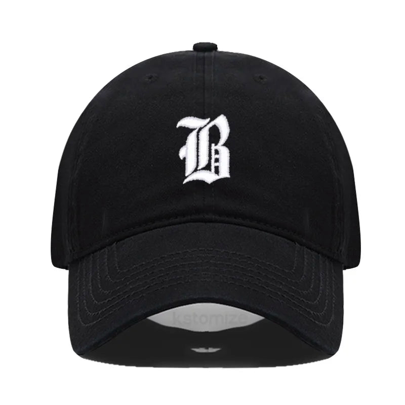 Old English Letter A-Z Embroider Baseball Cap Men Womne Soft Cotton Team Sport Visors Snapback Caps