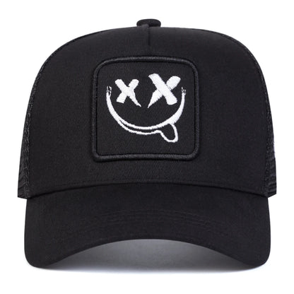 Unisex Xx Smiling Face Embroidery Baseball Net Caps Spring Summer Outdoor Adjustable Casual Hats Hip