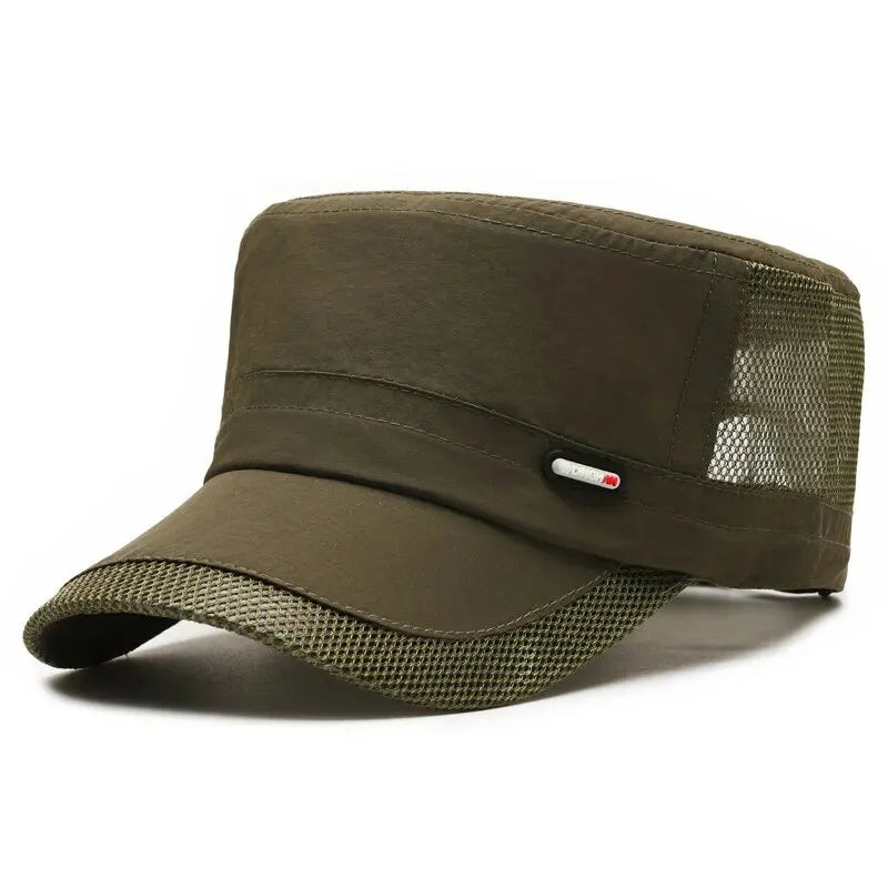 Summer New Mesh Quick Dry Flat Cap Men's Outdoor Sports Baseball Cap Sun Fishing Visor Women's Thin Breathable Cap