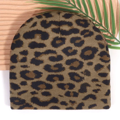 Winter Beanie Warm Fashionable Leopard Print Style Knitted Hatversatile Personalized Cold Hat Retro