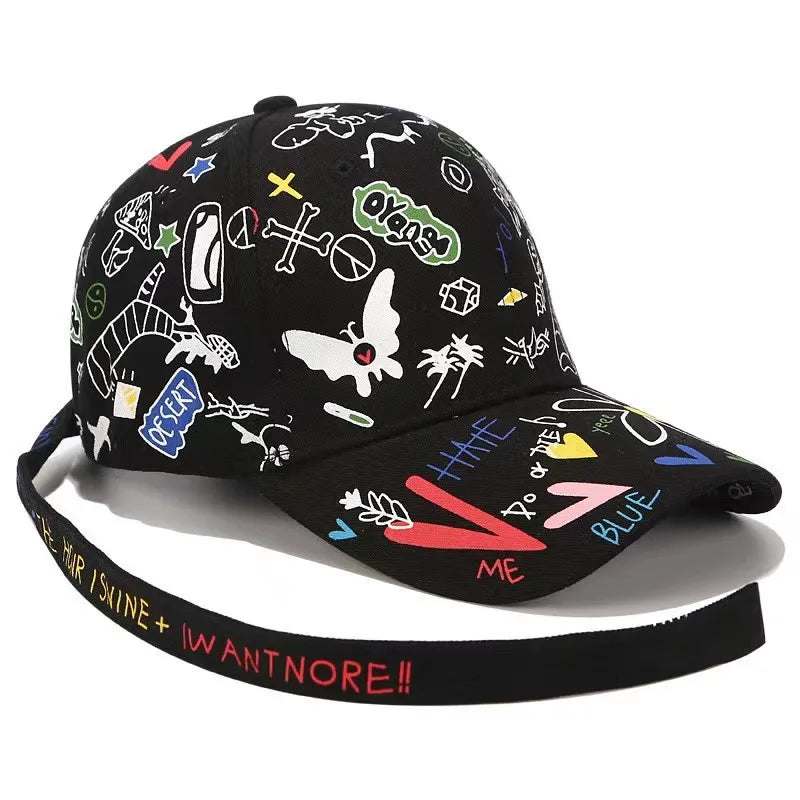 Graffiti Printing Baseball Cap Outdoor Cotton Casquatte Hat Men Women Summer Caps Adjustable Letter