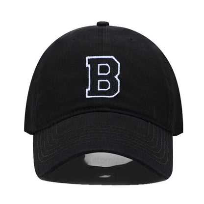 Initial Letter A-Z Embroider Baseball Cap Men Womne Soft Cotton Team Sport Visors Snapback Caps
