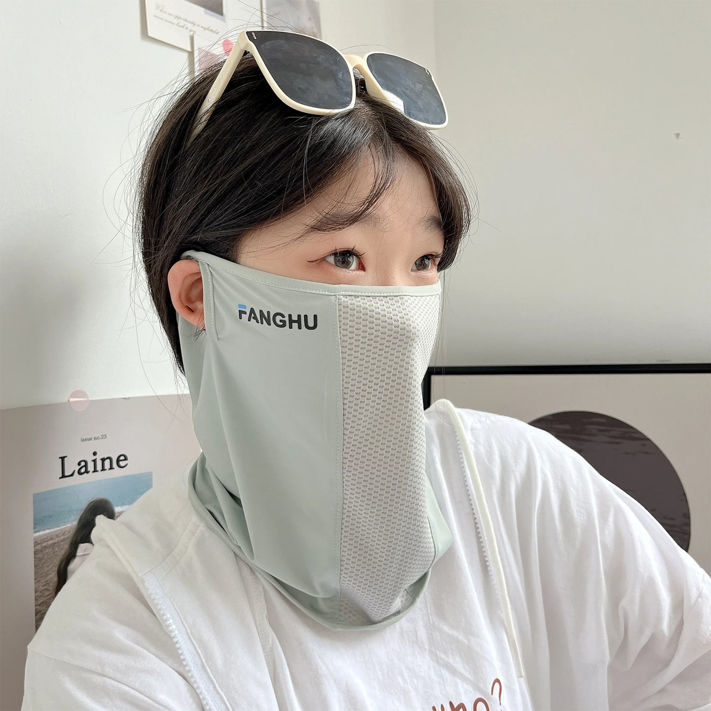 Summer UV Protection Sunscreen Mask Face Scarf Cycling Sunscreen Ice Silk Mask Face Cover Neck Wrap Cover Breathe Traceless Thin