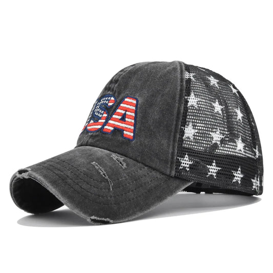 Unisex Usa Embroidery Net Baseball Cap Spring Summer Outdoor Adjustable Breathable Casual Hats