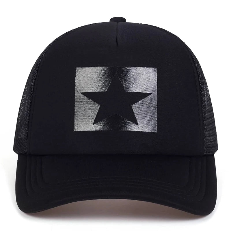Five-Pointed Star Printed Baseball Net Caps Spring Summer Outdoor Adjustable Casual Hats Sunscreen