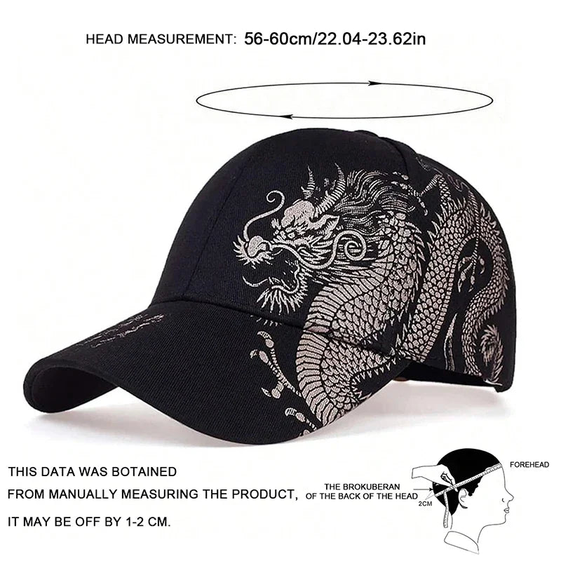 Unisex Golden Dragon Printing Baseball Caps Adjustable Casual Hats Spring Autumn Outdoor Sunscreen