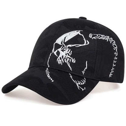 Unisex Side Skull Pattern Embroidery Baseball Caps Spring Autumn Outdoor Adjustable Casual Hats