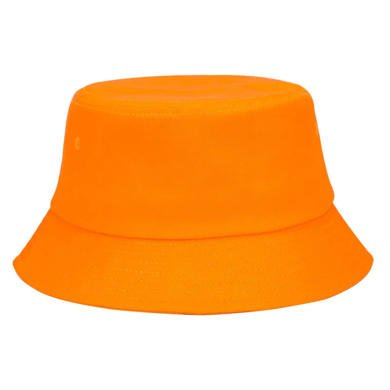 100 Cotton Solid Color Bucket Hat Summer Sun Protection Breathable Round Crown