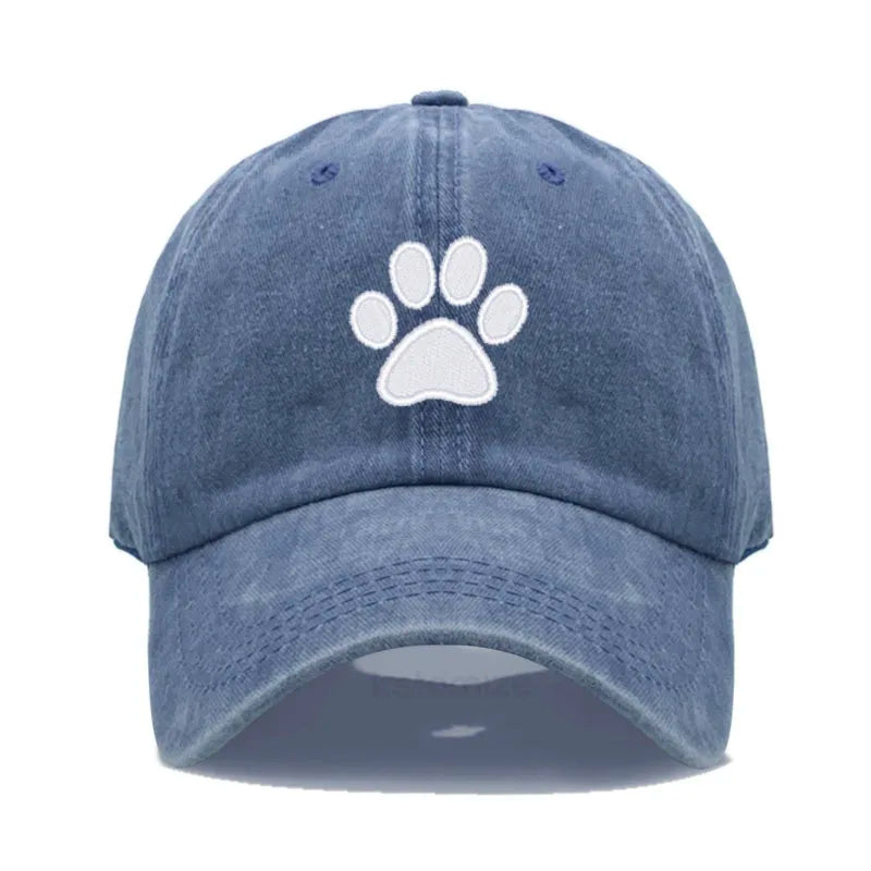 Dog Paw Embroidered Baseball Cap Women Men Adjustable Washed Cotton Dad Hat Unisex Classic Golf Caps