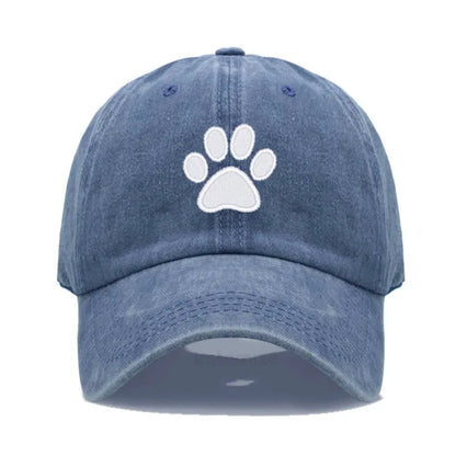Dog Paw Embroidered Baseball Cap Women Men Adjustable Washed Cotton Dad Hat Unisex Classic Golf Caps
