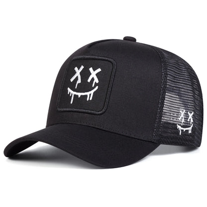 Unisex Xx Smiling Face Embroidery Baseball Net Caps Spring Summer Outdoor Adjustable Casual Hats
