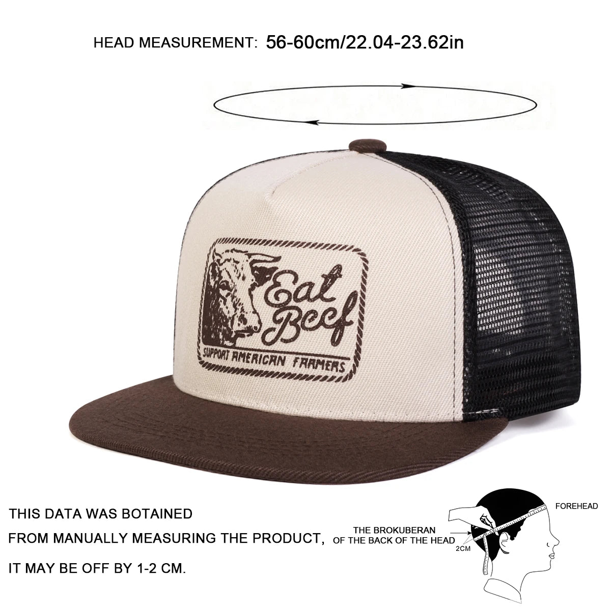 Unisex Eat Beef Letter Embroidery Hip-Hop Net Hats Spring Summer Outdoor Adjustable Casual Baseball