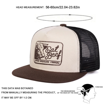 Unisex Eat Beef Letter Embroidery Hip-Hop Net Hats Spring Summer Outdoor Adjustable Casual Baseball