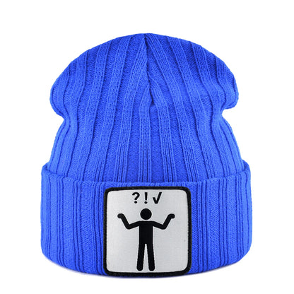 Knitted Skullies Beanie With Animals Patch Men Women Outdoor Casual Sport Hats Autumn Winter Solid Color Hip Hop Beanies