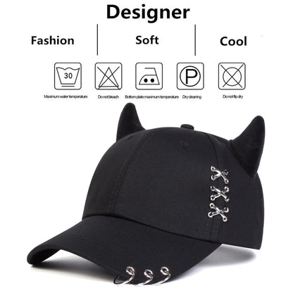 Unisex Xxx Iron Ring Bull Horn Personality Baseball Caps Spring Autumn Outdoor Adjustable Casual
