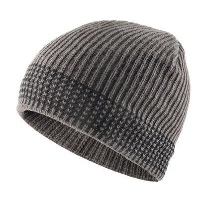 Men's Skullies Beanies Knitted Wool Hats Men Winter Knitting Thick Beanie Hat Double Layer Solid Color Velvet Warm Bonnet Cap