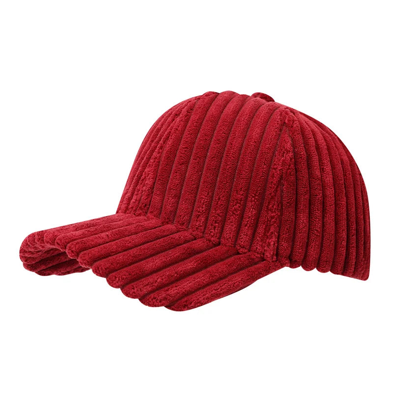Winter Warm Corduroy Baseball Caps Men Women Solid Color Kpop Retro Adjustable Snapback Hats Trucker