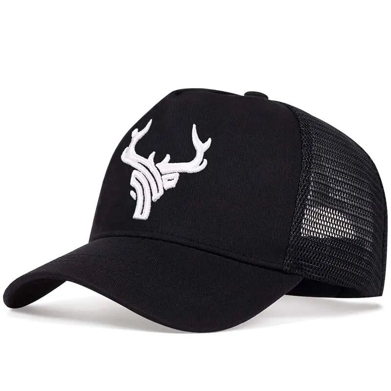 Unisex Animal Antlers Embroidery Baseball Net Caps Spring Summer Outdoor Adjustable Casual Hats
