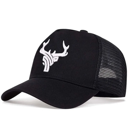 Unisex Animal Antlers Embroidery Baseball Net Caps Spring Summer Outdoor Adjustable Casual Hats