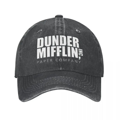 Classic Dunder Mifflin Logo Baseball Caps Men Women Distressed Denim Washed Sun Cap Office Travel