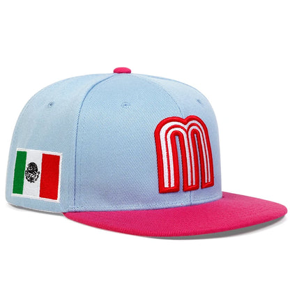 Unisex M Letter Side Brazilian Flag Embroidery Hip-Hop Hats Spring Autumn Outdoor Adjustable Casual