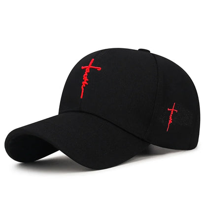 Embroidery English Cross Casual Baseball Cap Men's Women's Youth Adjustable Hat