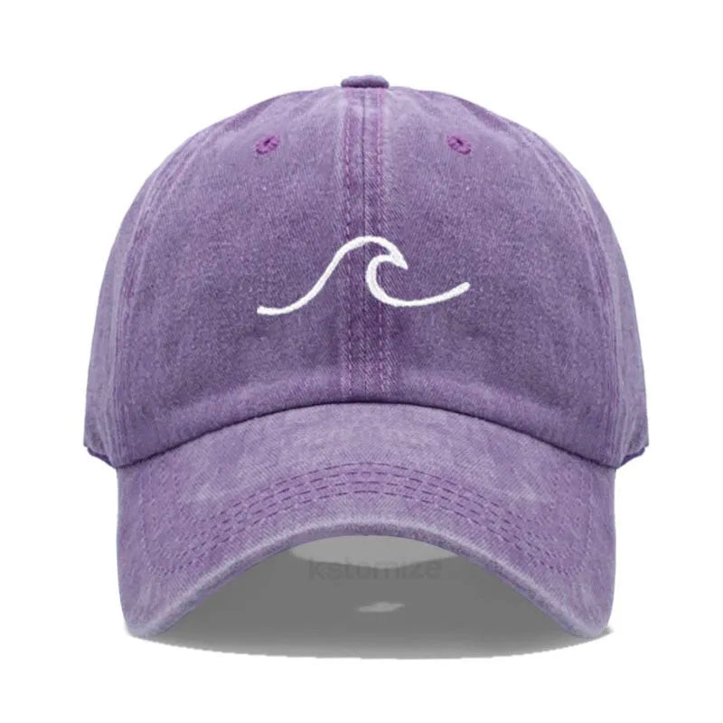 Men S Baseball Cap Women Washed Cotton Waves Embroidery Dad Hat Sport Golf Caps Man Sun Hats