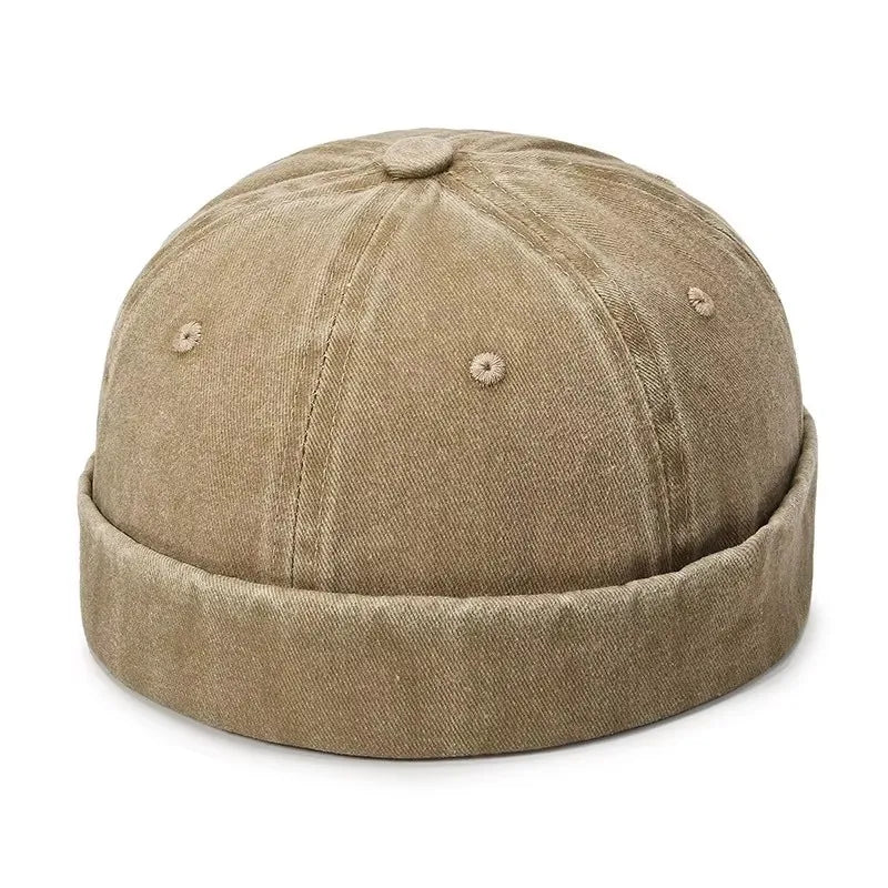 Women Men Solid Cotton Cap Hat Washed Denim Beanie Spring Autumn Retro Adjustable Docker Sailor