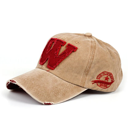 Cotton Letter W Baseball Cap Retro Outdoor Sports Caps Women Bone Gorras Curved Fitted Washed