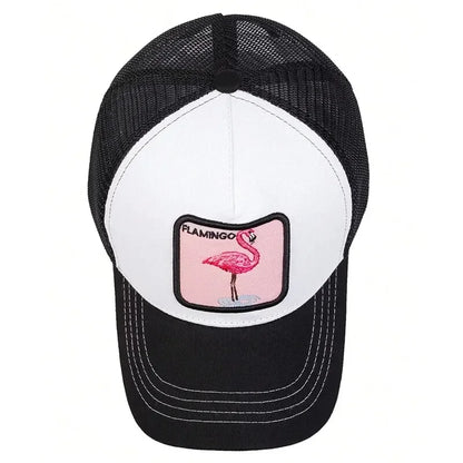 Unisex Flamingo Patch Embroidery Baseball Net Caps Spring Summer Outdoor Adjustable Casual Hats Hip